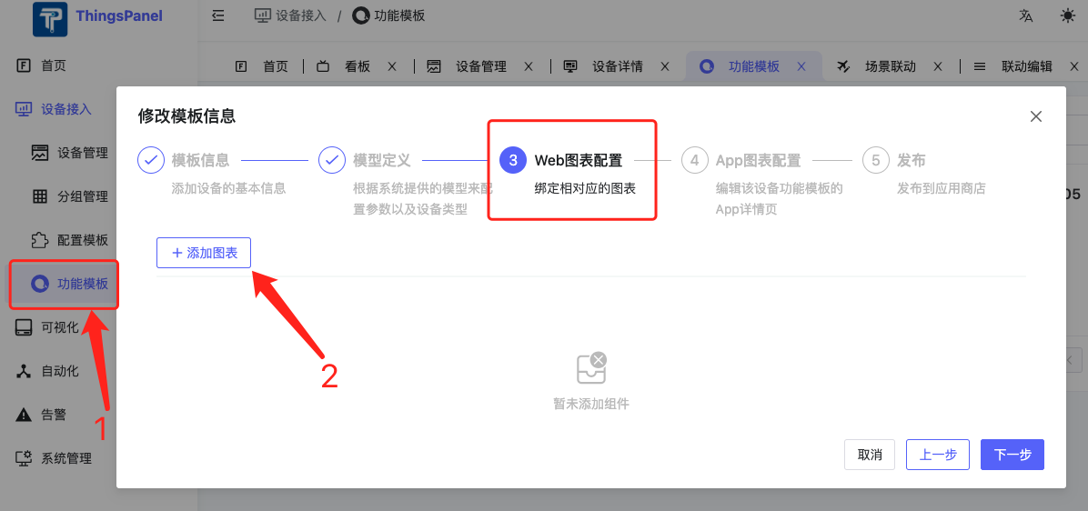 看板卡片用在设备功能模板的Web图表配置